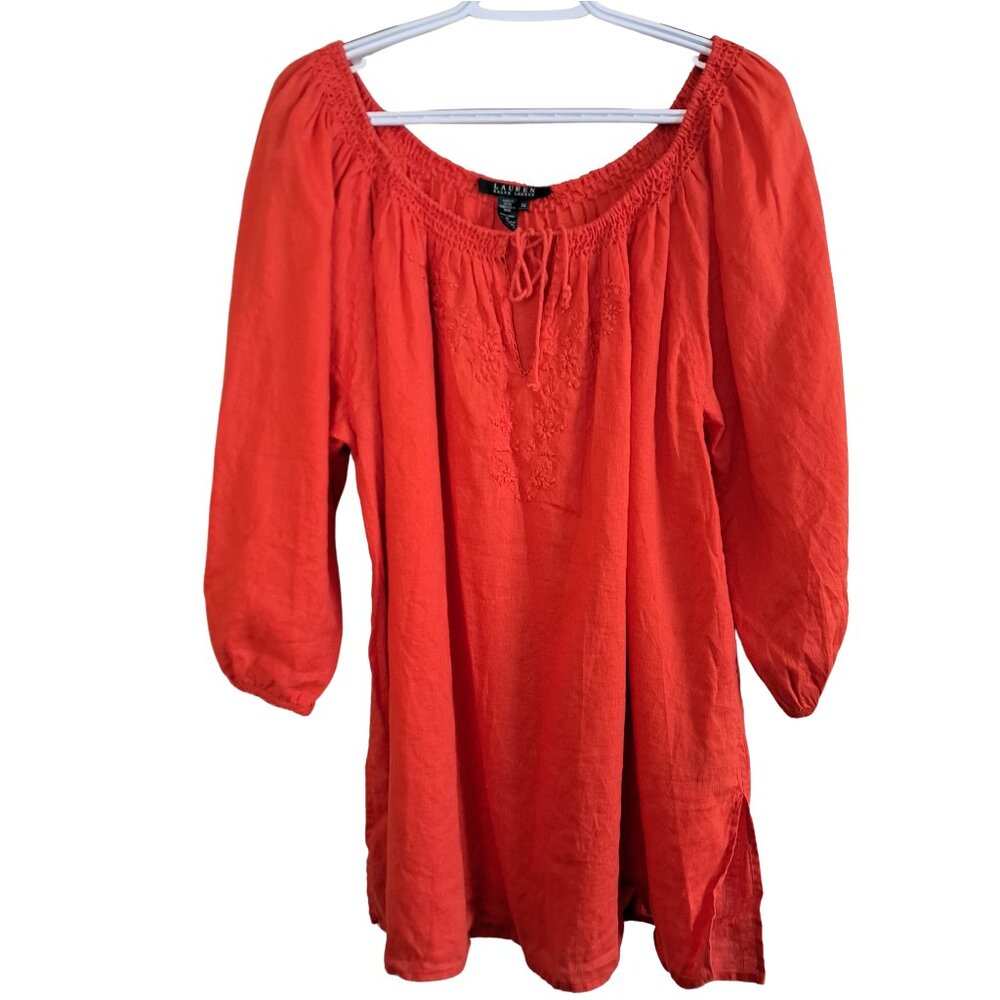 Ralph Lauren 100% Linen Embroidered Tunic Blouse 2x
